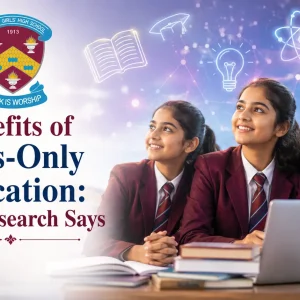 School Girls Sitting infront of laptop and thinking