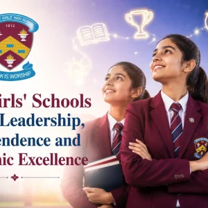 3 school girls visioning the sucess and leadership